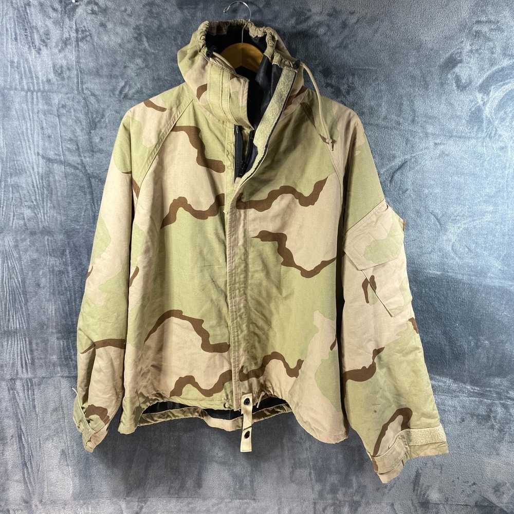 Vintage US Military Army Field Jacket Mens Large Desert Camo Chemical Protective